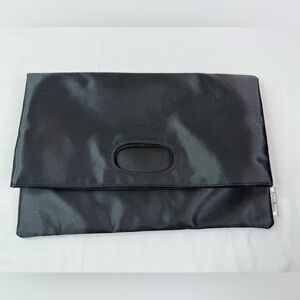 Neiman Marcus Vintage Black Satin Clutch Tote Handle Handbag